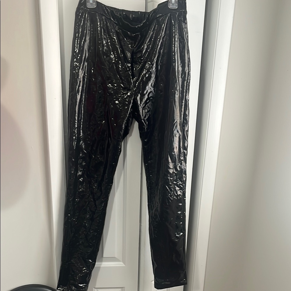 Shiny Patent Faux Leather Black Pants